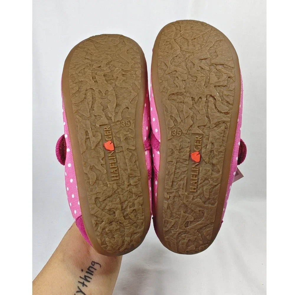 Haflinger Everest Veilchen Slipper House Shoes Pink Polka Dot Mary Jane Size 35